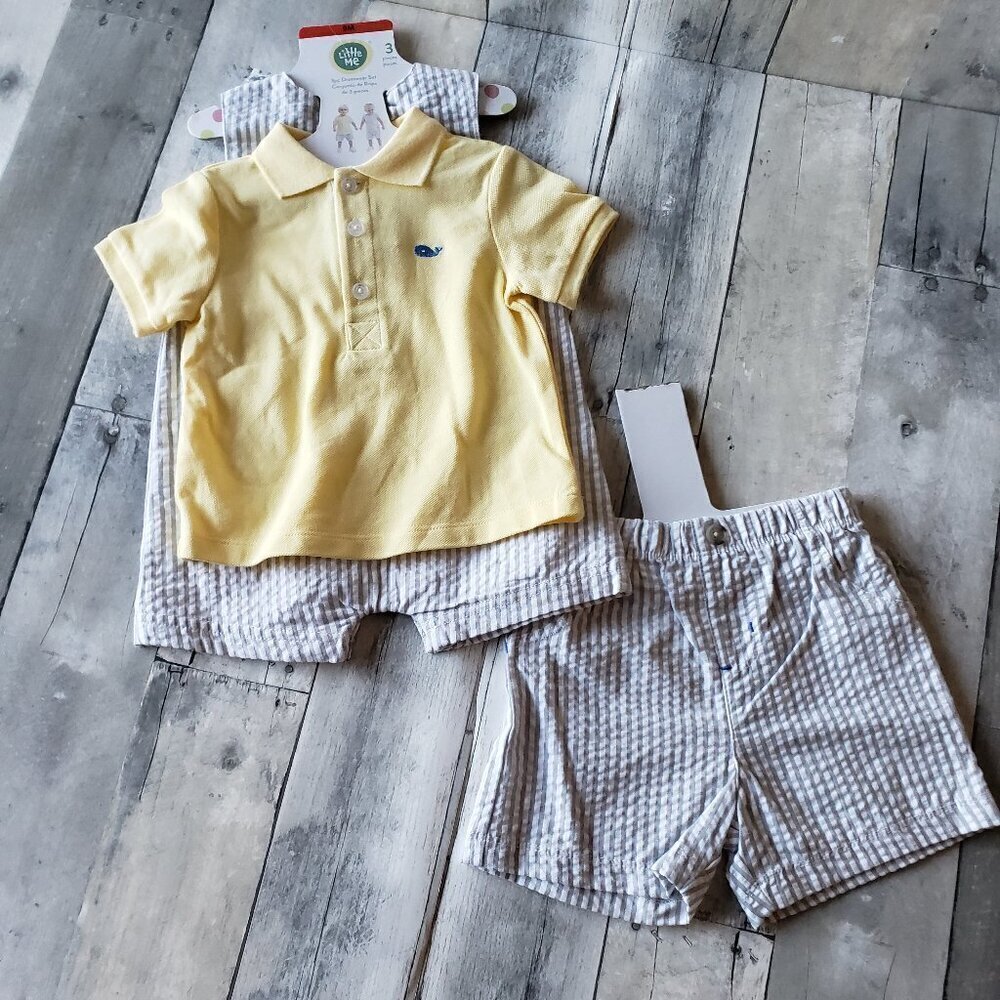 NWT - Little Me Baby Boy 3pc Whale and Gray and White Stripe – Size 9M